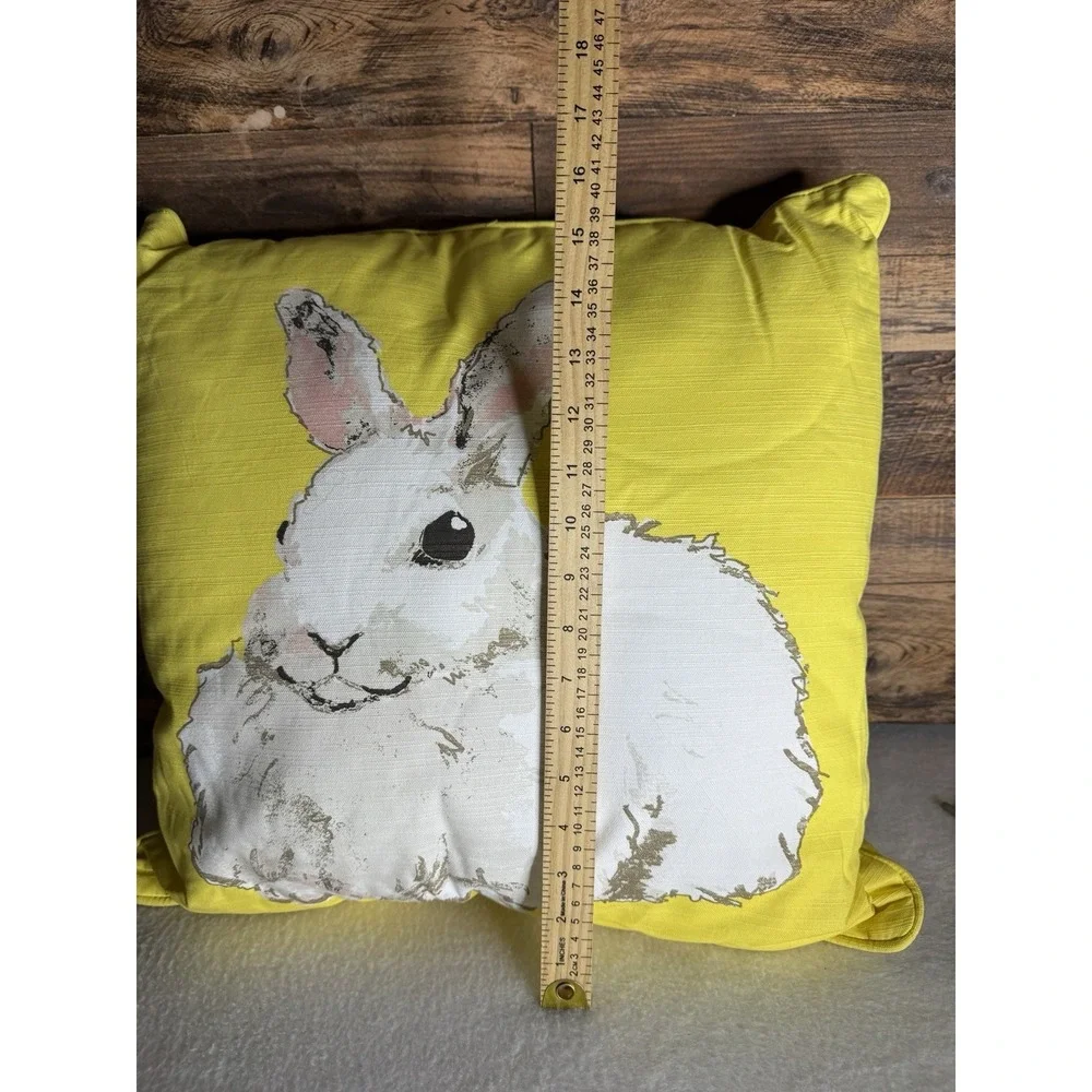 Pottery‎ Barn Yellow Watercolor White Bunny Rabbit Throw Pillow Decor RARE